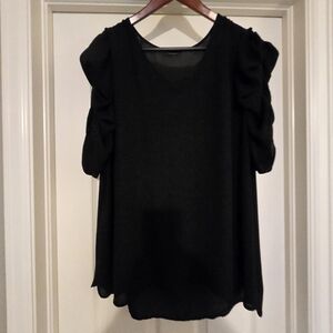 Halogen Black Ruffle Sleeve Blouse